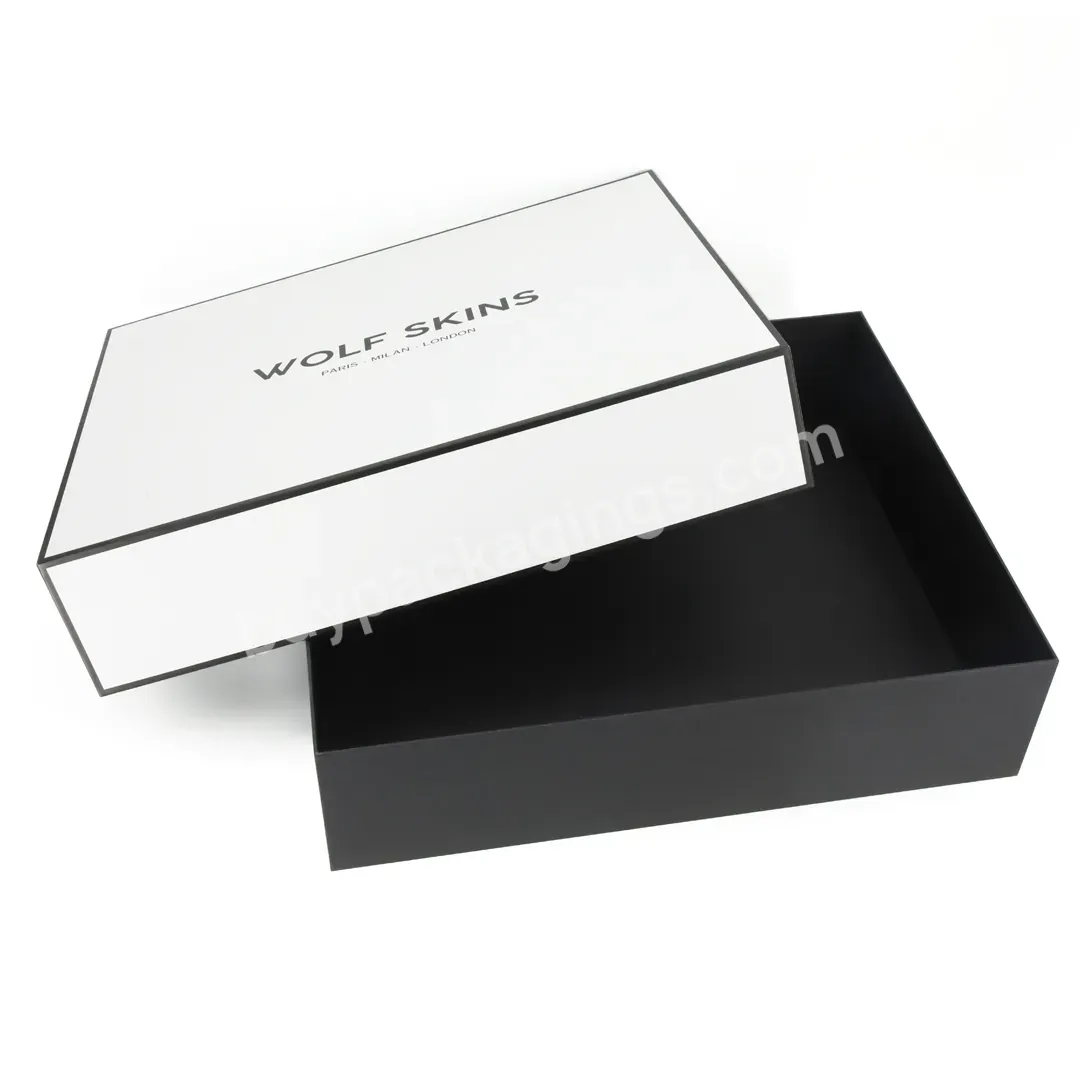 Luxury Large Heaven And Earth Cover White Black Paper Cardboard Apparel Packing Gift Packaging Box