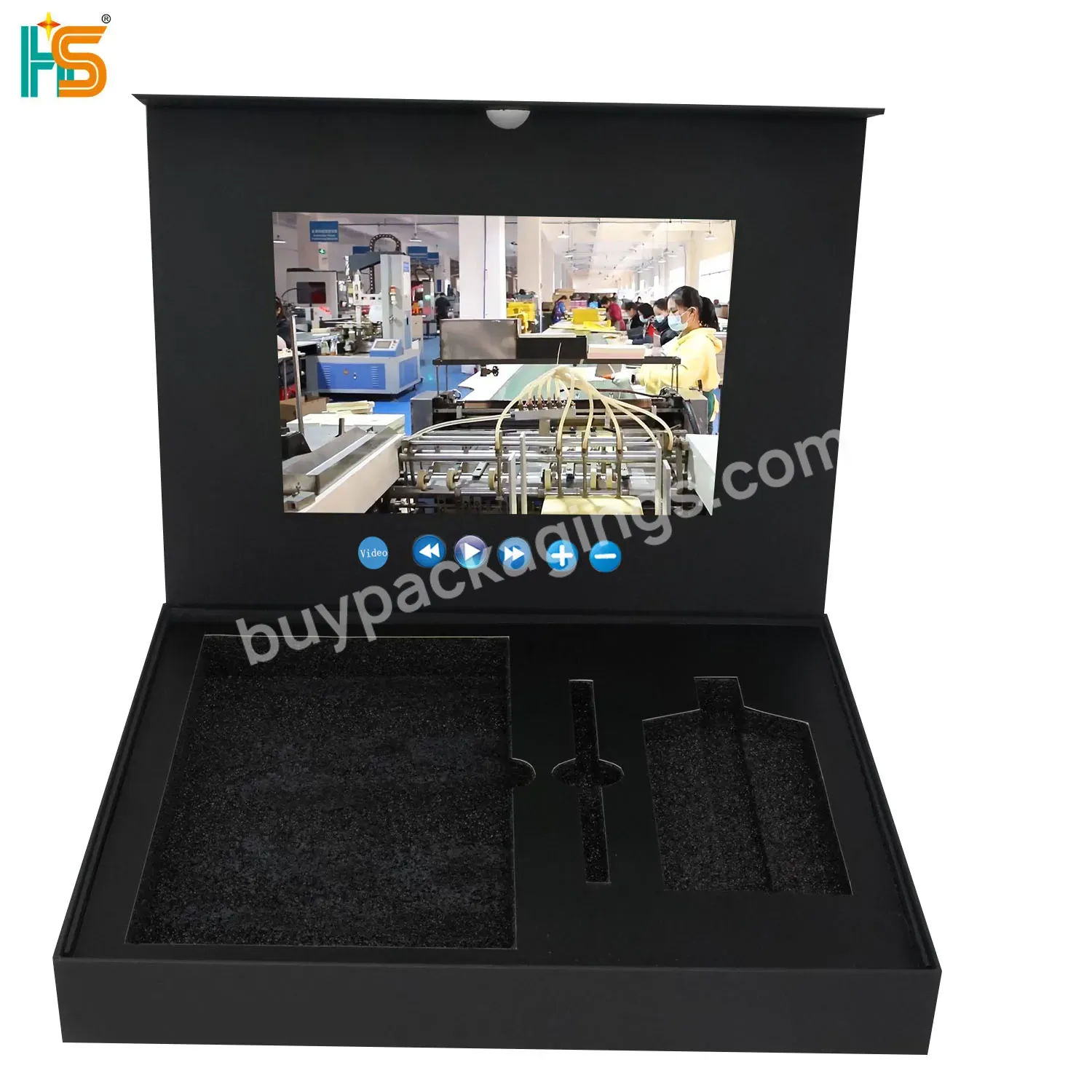 Luxury Leather Cardboard Book Shape Box Advertising Digital Display Card Gift Video Box With Lcd Screen