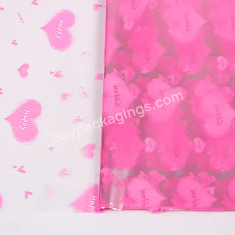 Luxury Letters & Heart Cellophane Sheets Waterproof Plastic Flower Packaging Paper Gift Flower Wrapping Paper