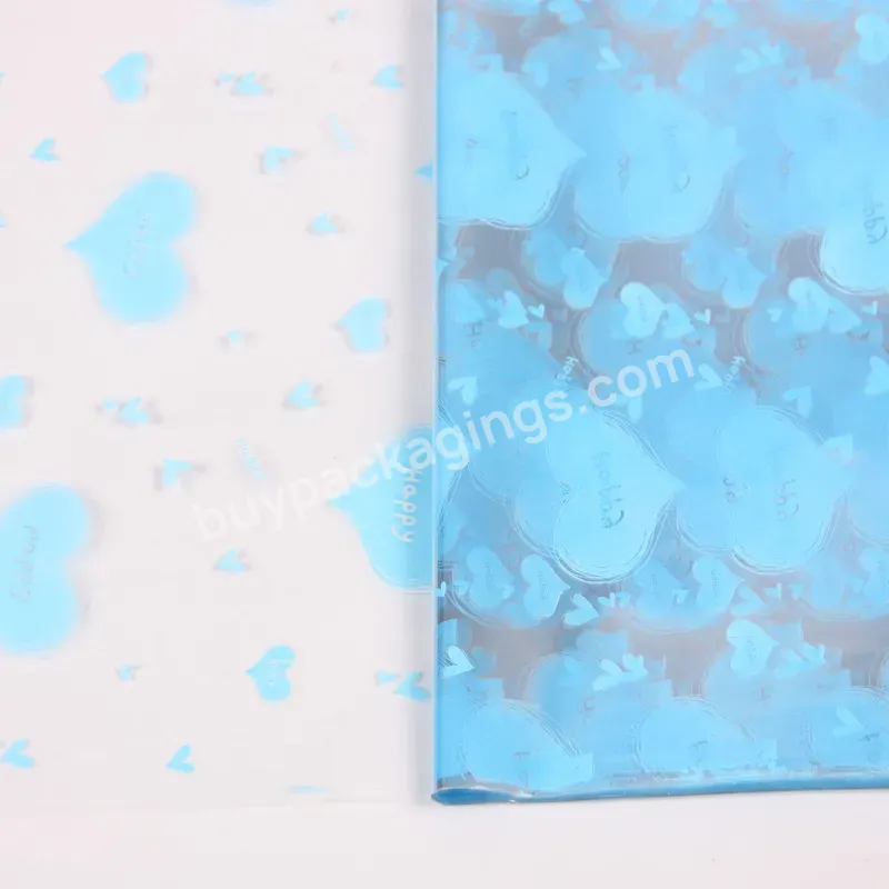 Luxury Letters & Heart Cellophane Sheets Waterproof Plastic Flower Packaging Paper Gift Flower Wrapping Paper