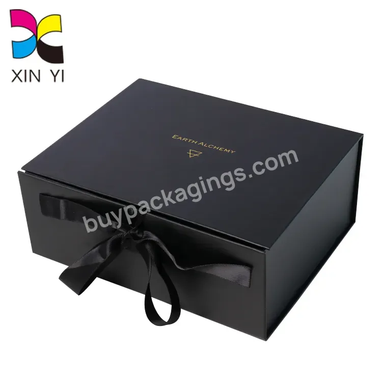 Luxury Magnetic Wine Paper Packaging Gift Box With Silk Ribbon Handle