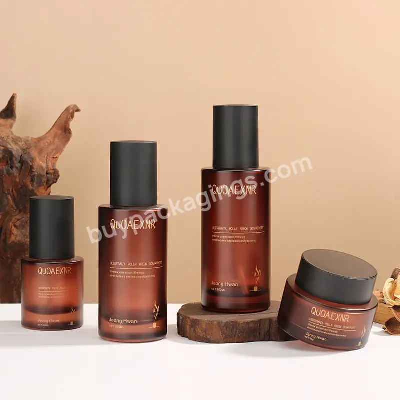 Luxury Matte Amber Glass Pump Lotion Containers 30ml 40ml 50ml 100ml 120ml 150ml Skincare Packaging Cosmetic Bottle And Jar Set - Buy 100ml 120ml 150m Luxury Matte Amber Glass Pump Lotion Containers,30ml 40ml 50m Skincare Packaging Cosmetic Bottle An