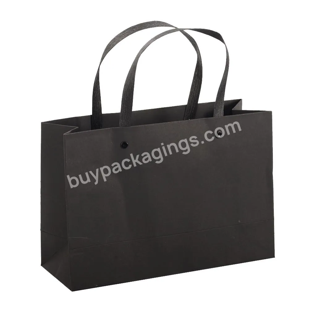 Luxury Matte Black Shopping Paper Bag With Logo For Clothing Packaging