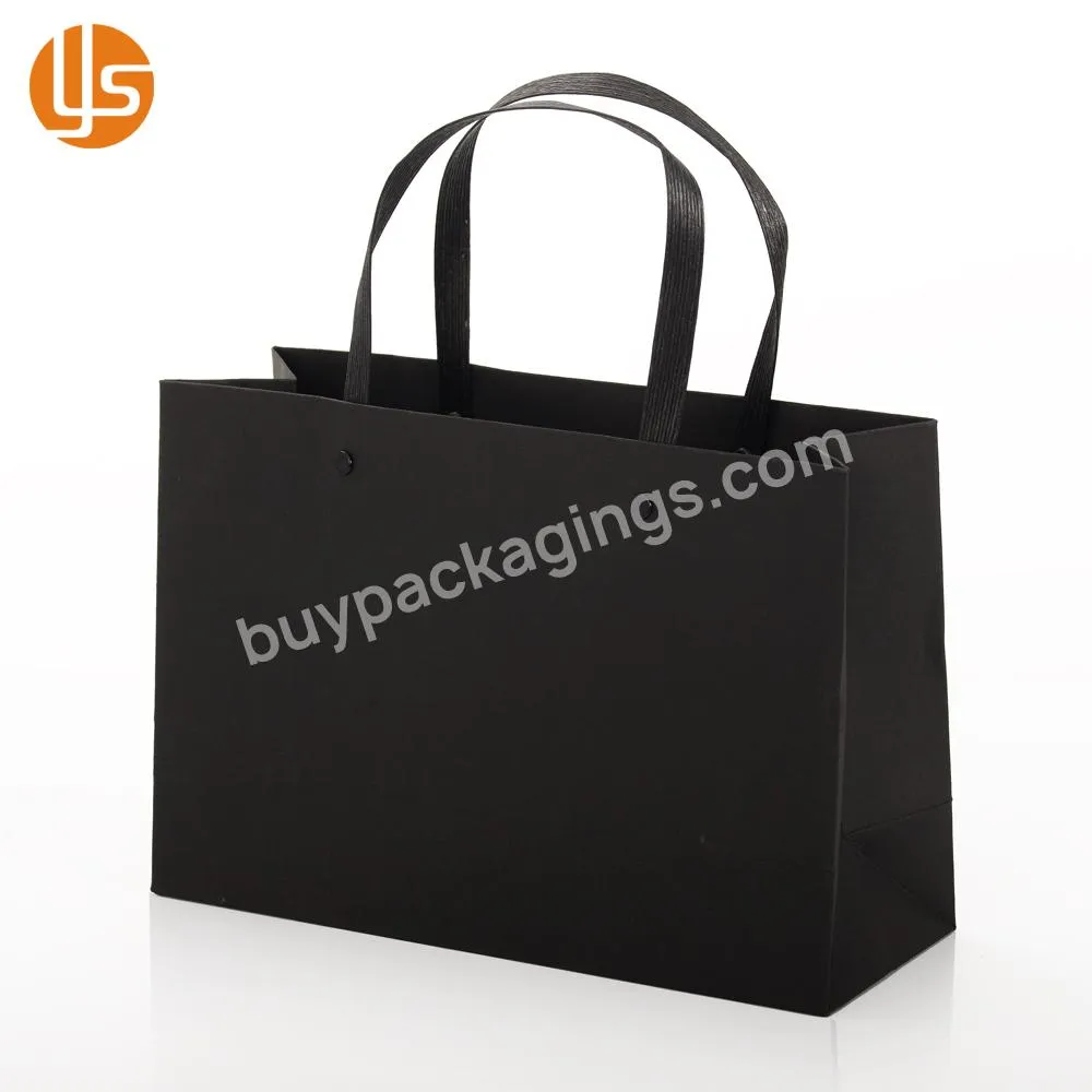 Luxury Matte Black Shopping Paper Bag With Logo For Clothing Packaging