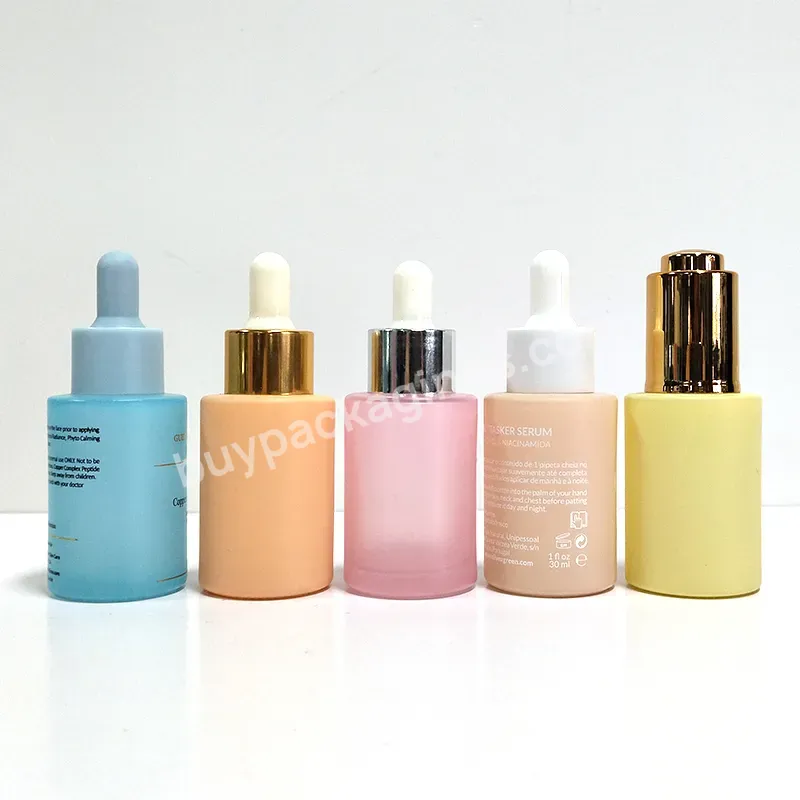 Luxury Matte Pink Nude Blue Yellow Customized Color 50ml 10ml 15ml 30ml Essential Oil Glass Dropper Bottle