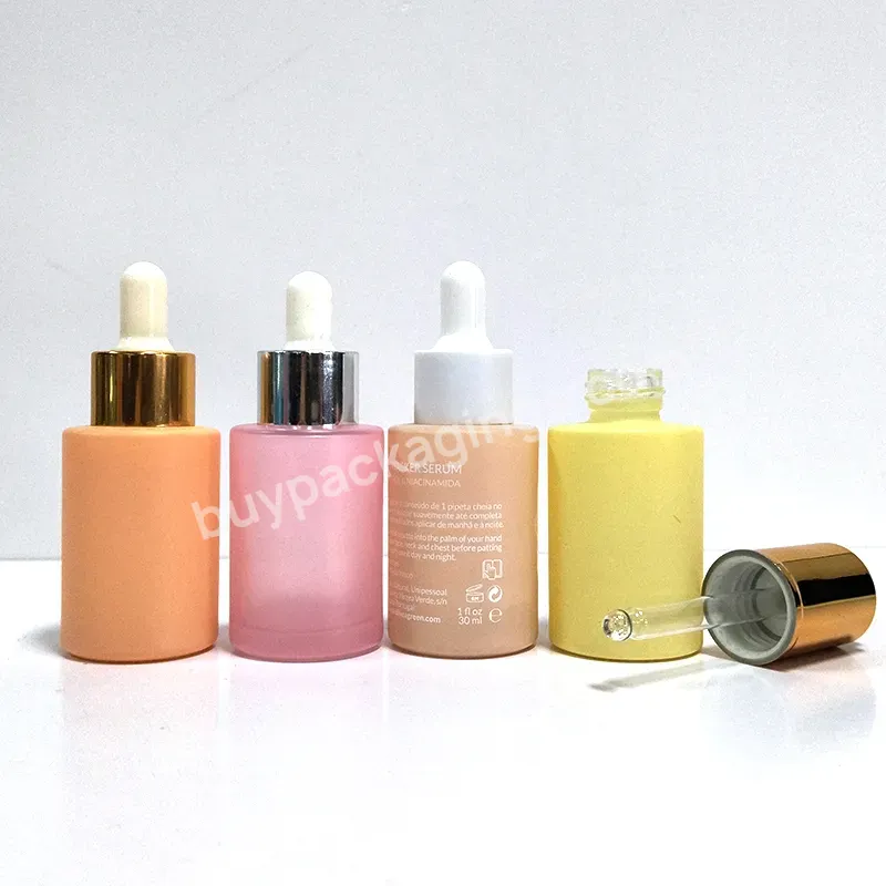 Luxury Matte Pink Nude Blue Yellow Customized Color 50ml 10ml 15ml 30ml Essential Oil Glass Dropper Bottle