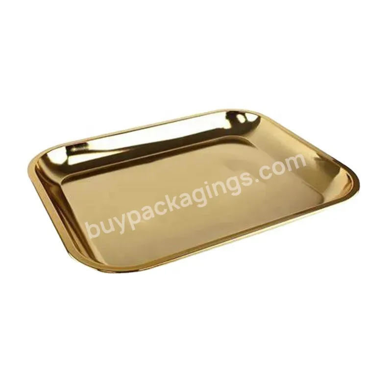 Luxury Metal Smoke Rolling Tray Gold Tin Serving Tray