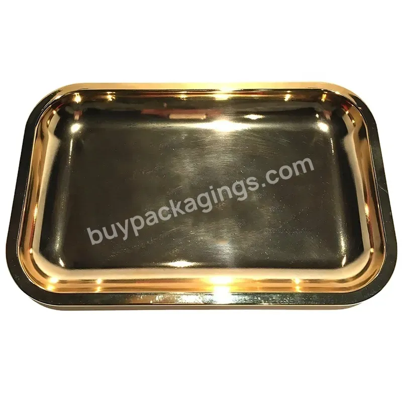 Luxury Metal Smoke Rolling Tray Gold Tin Serving Tray