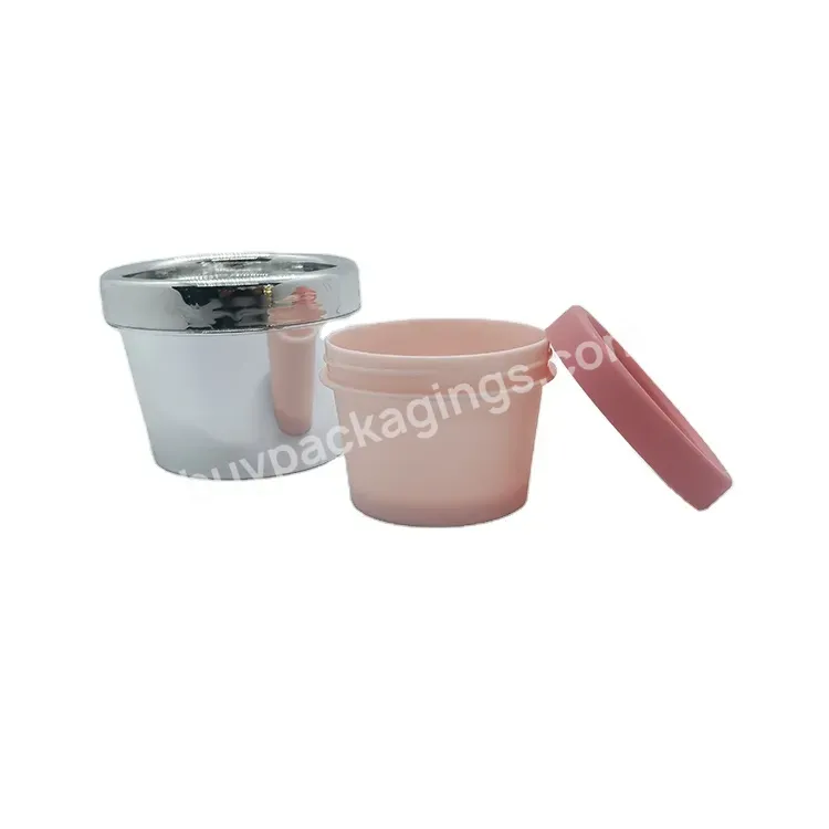 Luxury Metallic Sliver 50g 100g Plastic Cosmetic Lush Jar Makeup Hair Cream Container Ice Cream Pot With Inner Lid