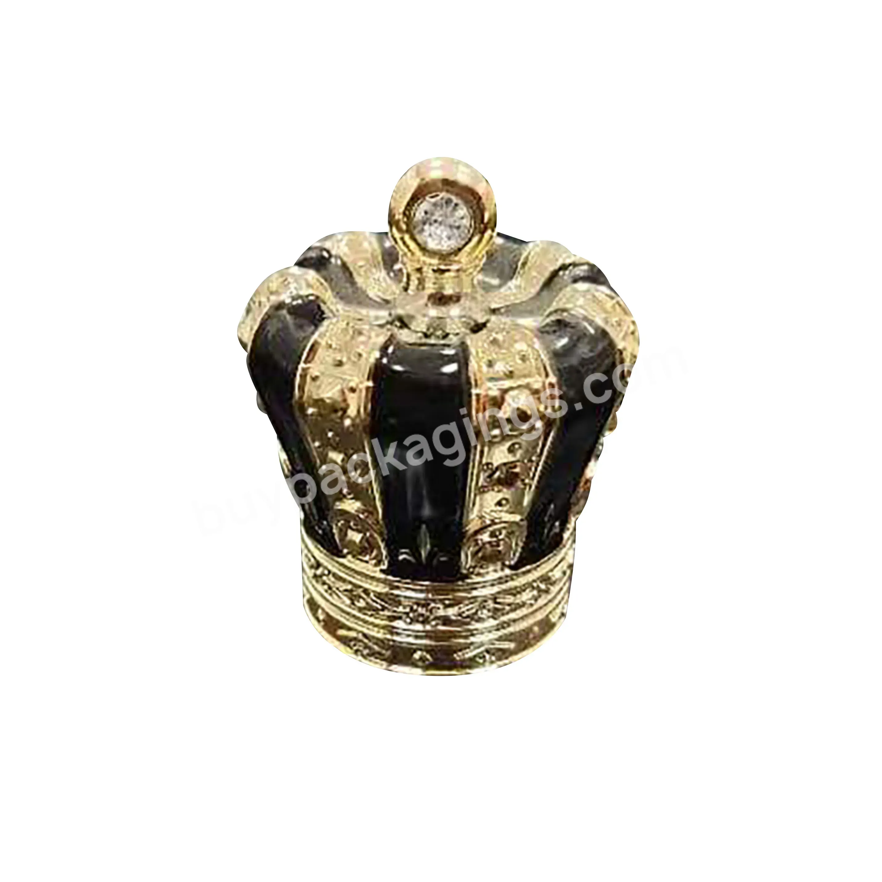 Luxury Middle East Dubai Arabia Gold Zinc Alloy Perfume Bottle Cap Plastic Crown Cap For Cosmetic Liquor Glass Perfume Bottle