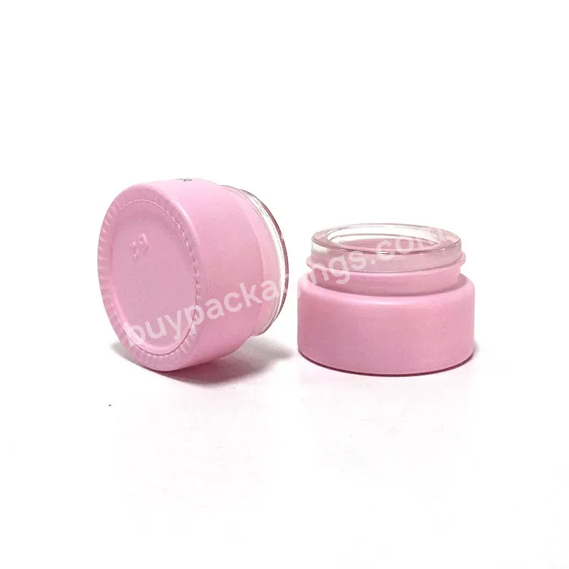 Luxury Mini Eye Cream Containers Cosmetic 5g 10g Matte Pink Frosted Round Glass Cosmetic Jar With Pink Lids