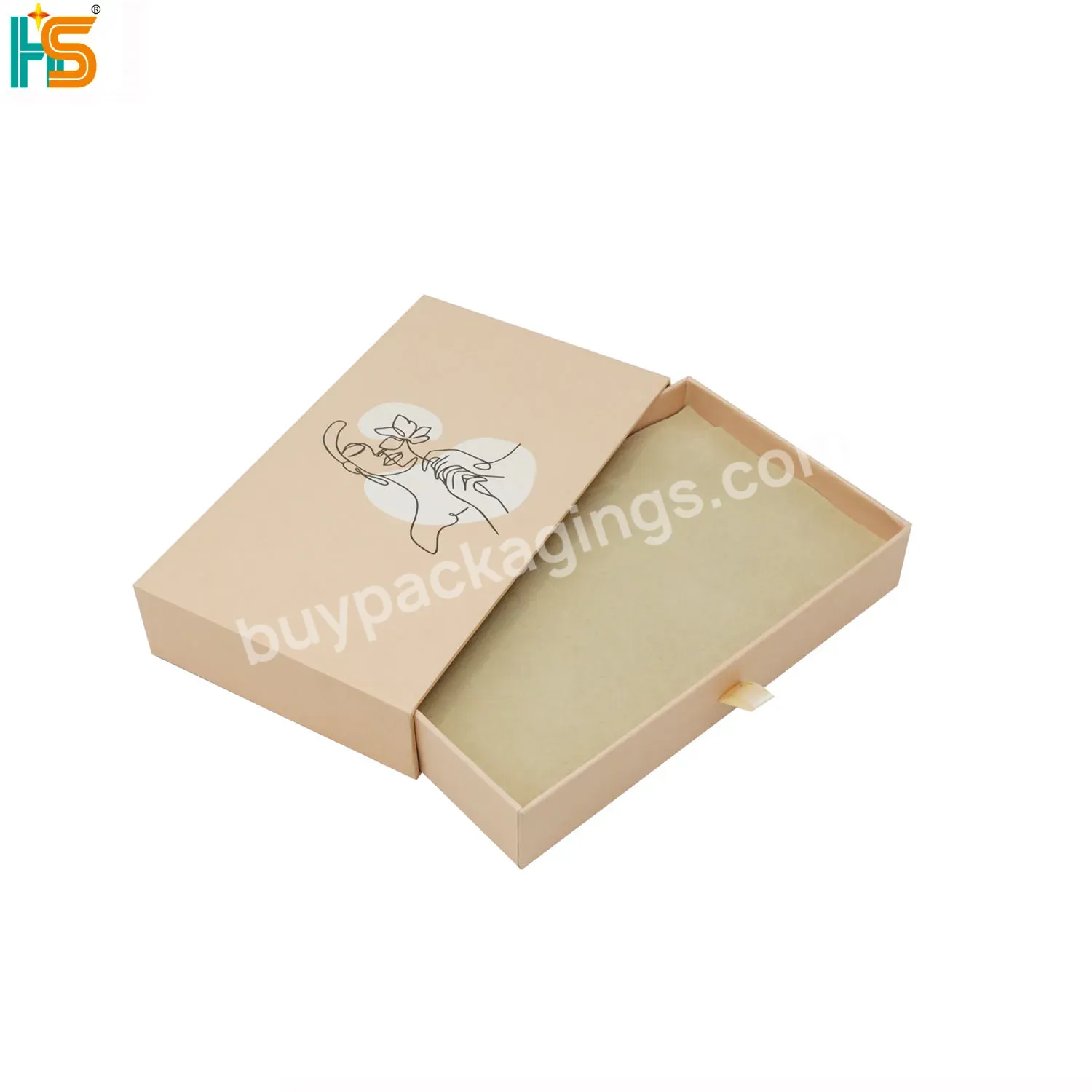 Luxury Necklace Bracelet Rings Sliding Paper Box Custom Personal Logo Beige Jewelry Drawer Packaging Box