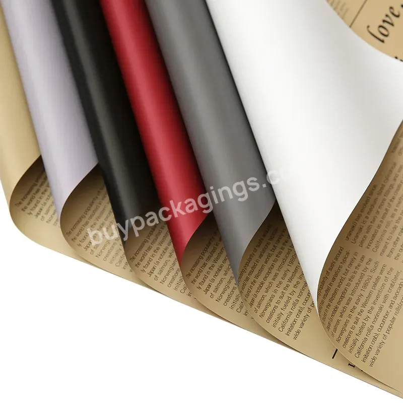 Luxury One Side Newsprinting Another Side Solid Color Printed Bouquet Wrapping Paper Florist Wrap Paper