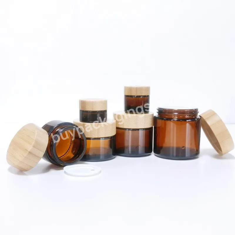 Luxury Packaging Custom 5g 10g 15g 20g 30g 50g 60g 100g Amber Bamboo Body Butters Cream Cosmetic Glass Jars With Lids