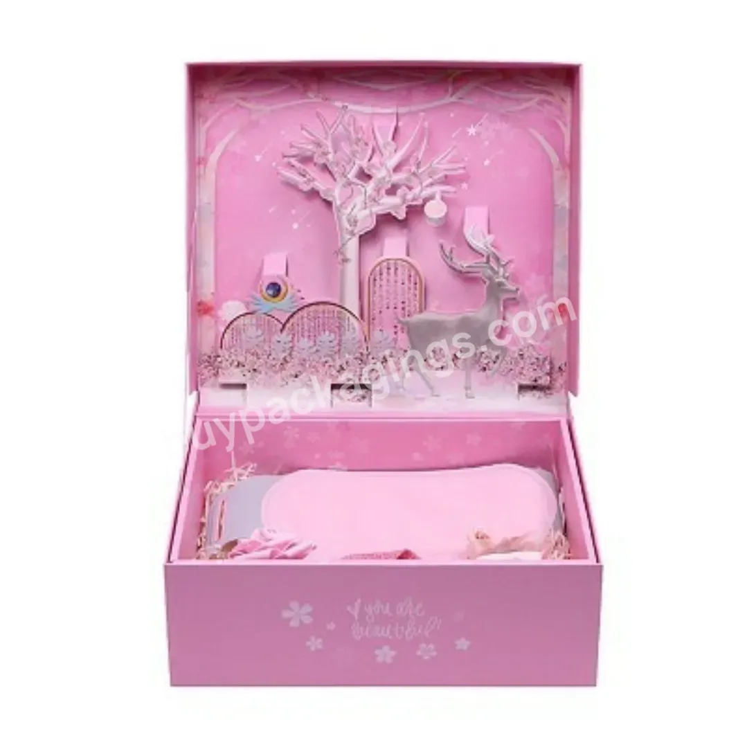 Luxury Packaging Pink Paper Custom Birthday Gift Box 3d Paper Pop Up Paper Packaging Box For Display