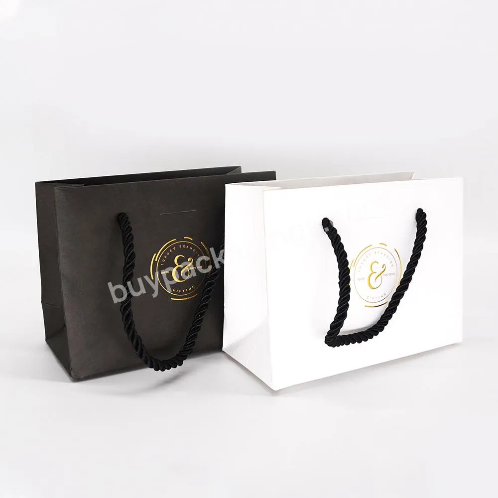 Luxury Paper Bag Customized Small Art Paper Shopping Bags with Logo Print Handle Gold Foil Stamping Shopping