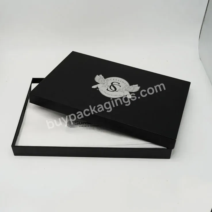 Luxury Paper Black Silver Stamping Logo Top And Base Clothing Large Gift Boxes T-shirt Packaging Box
