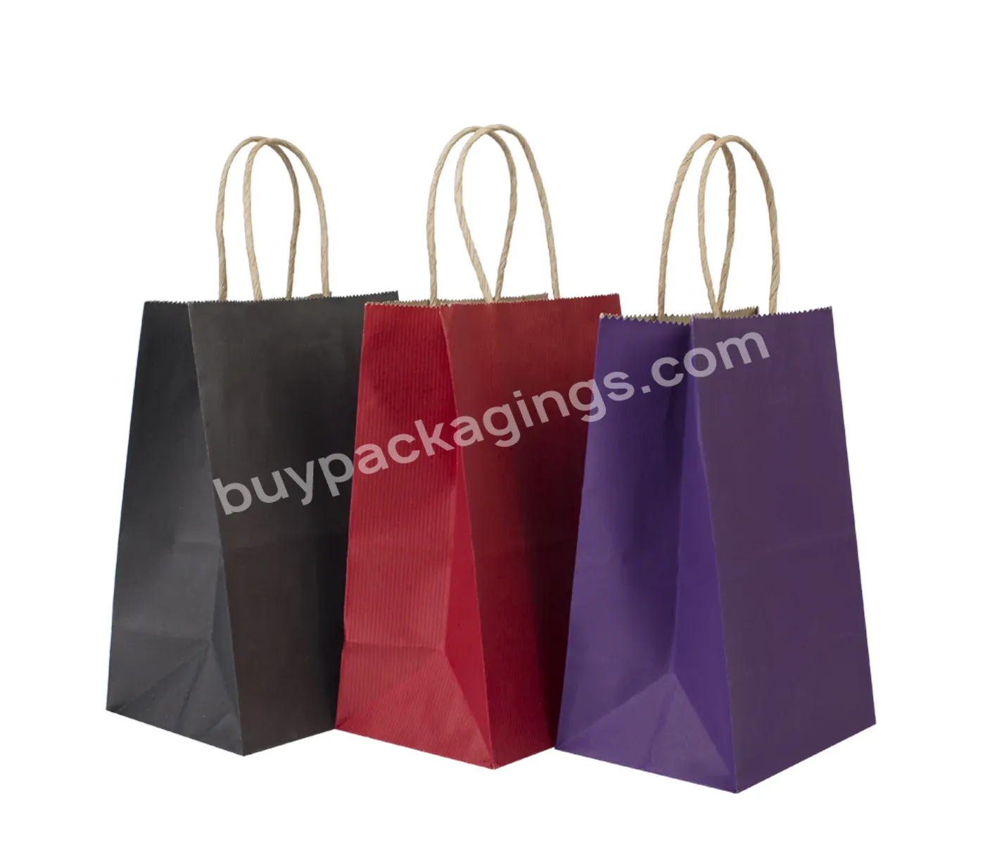 Luxury Paper Shopping Bag With Handle China Cheap Wholesale Black Kraft Paper Flexo Printing Recyclable Hand Length Handle