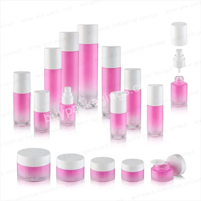 Luxury Pink Color New Design Cosmetic 200ml Lotion Pump Glass Bottle For Face Care With Factory Price