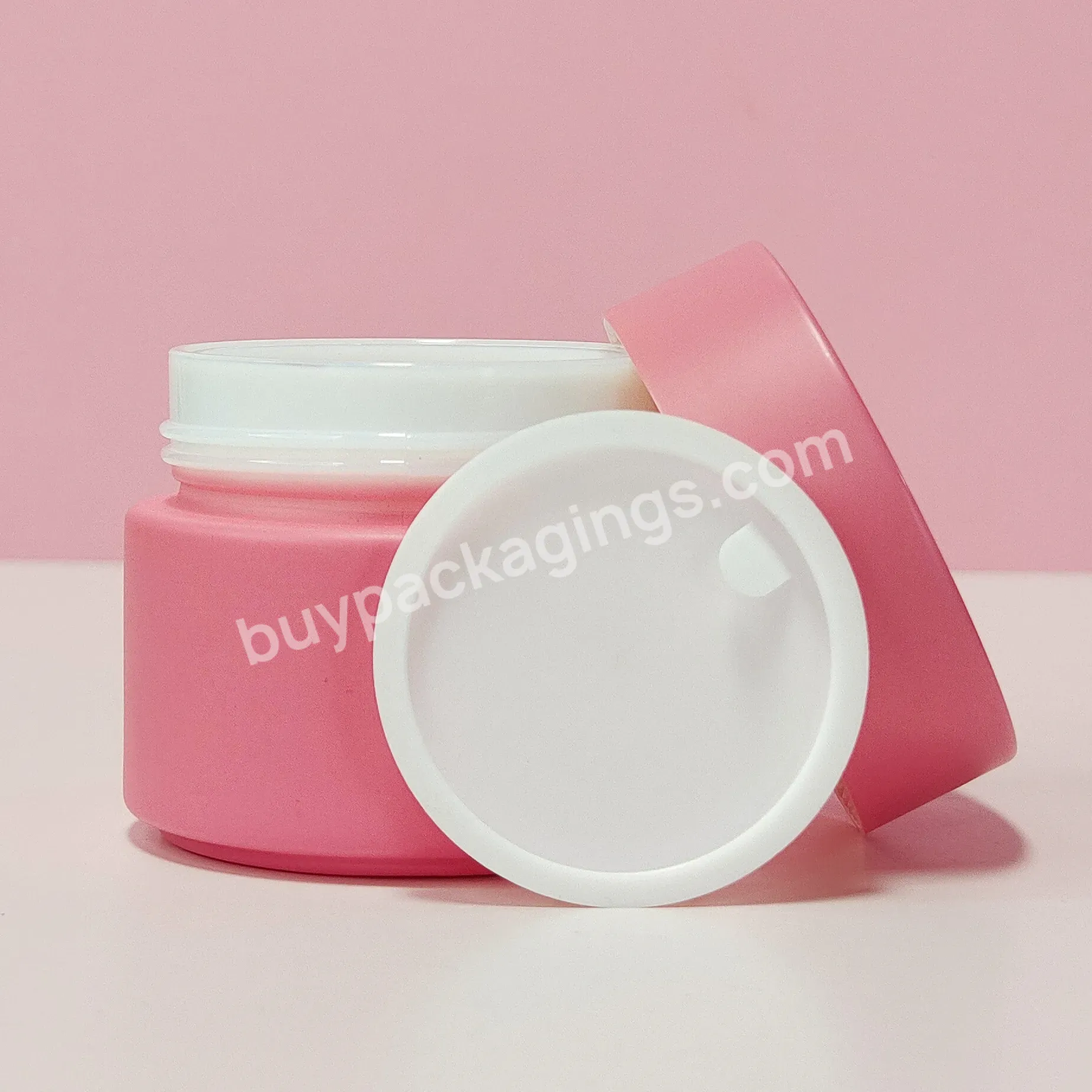 Luxury Pink Empty Wide Mouth Cream Lotion Body Butter Lip Scrub Container Opal White Glass Cosmetic Jar