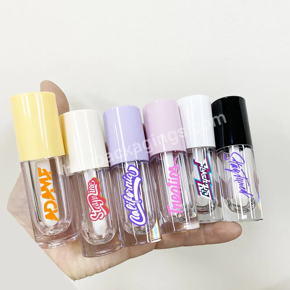 Luxury Plastic 6.5ml Custom Logo Empty Lipgloss Containers Lip Gloss Tubes With Big Brush Big Wand Custom Logo And Printing