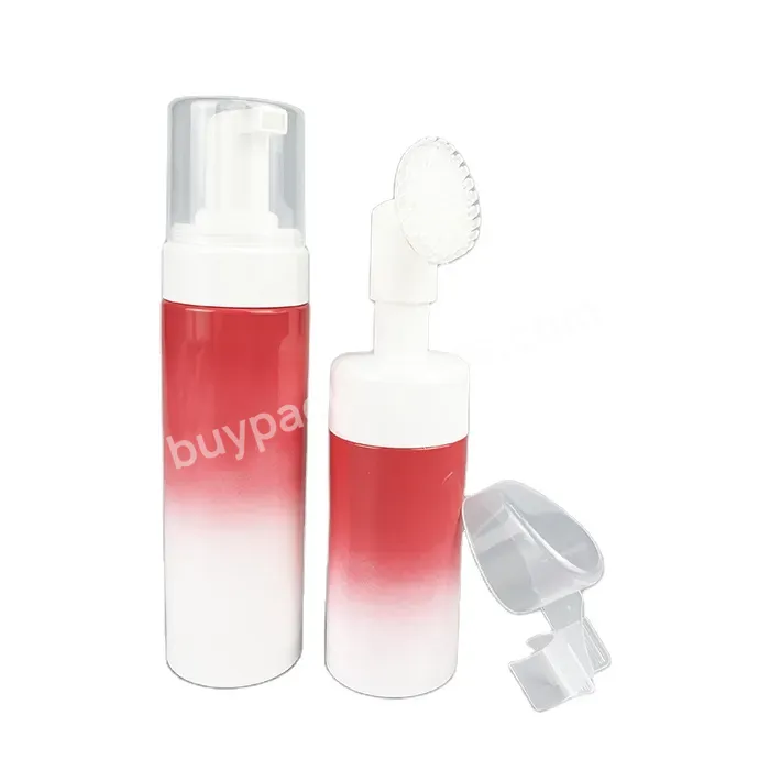 Luxury Plastic Foam Bottle 100ml 150 Ml 200ml Pet Facial Cleanser Bottle With Rubber Brush Liquid Soap Bottle