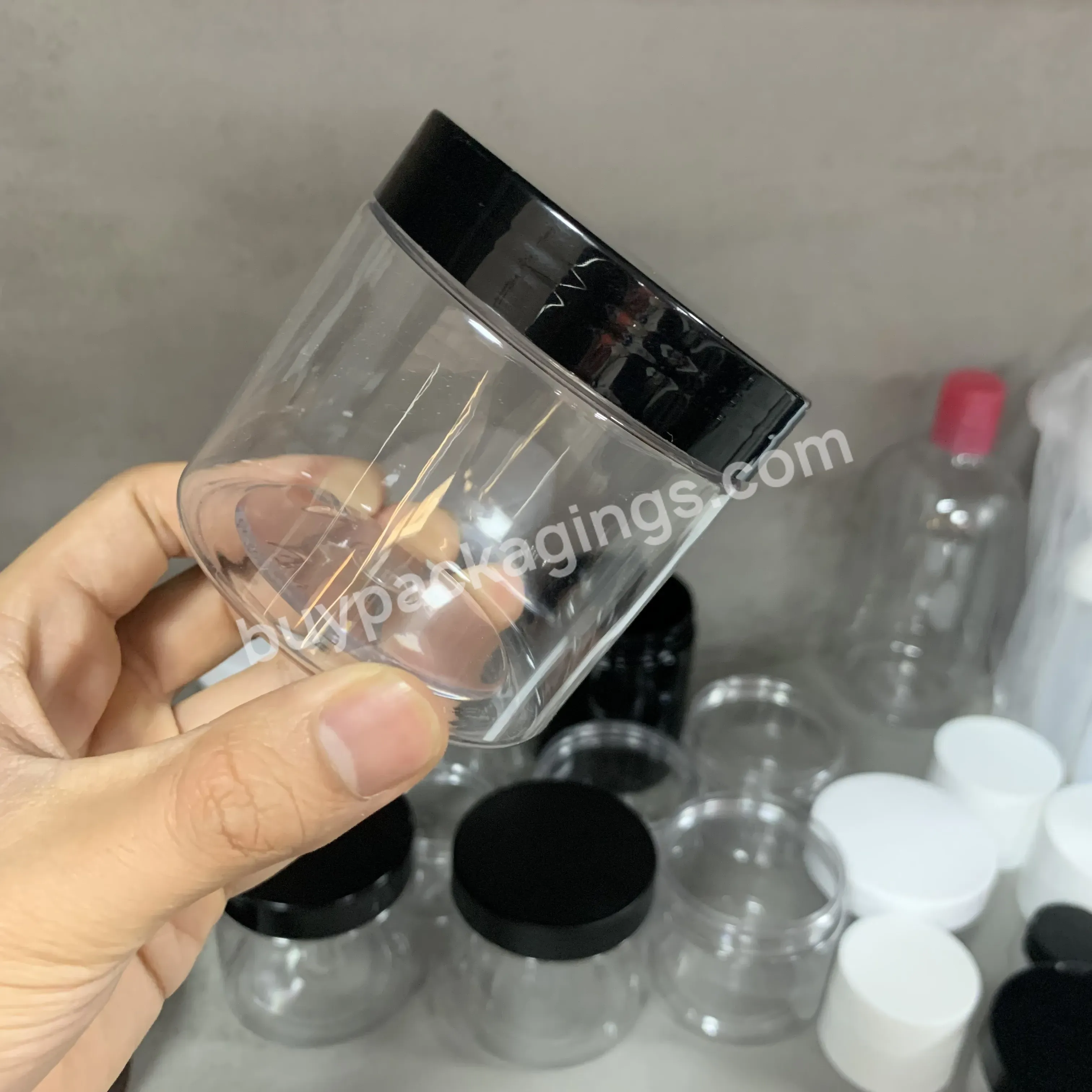 Luxury Plastic Jar 50ml 100ml 120ml 150ml 200ml 4oz Cosmetic Jar Clear Pet Plastic Cream Jar With Plastic Lid