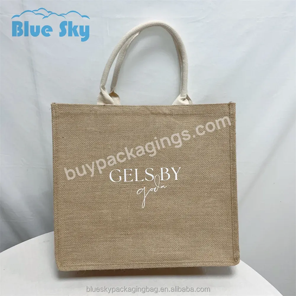 Luxury Popular Custom Custom Logo Jute Shopping Tote Bags With Handle