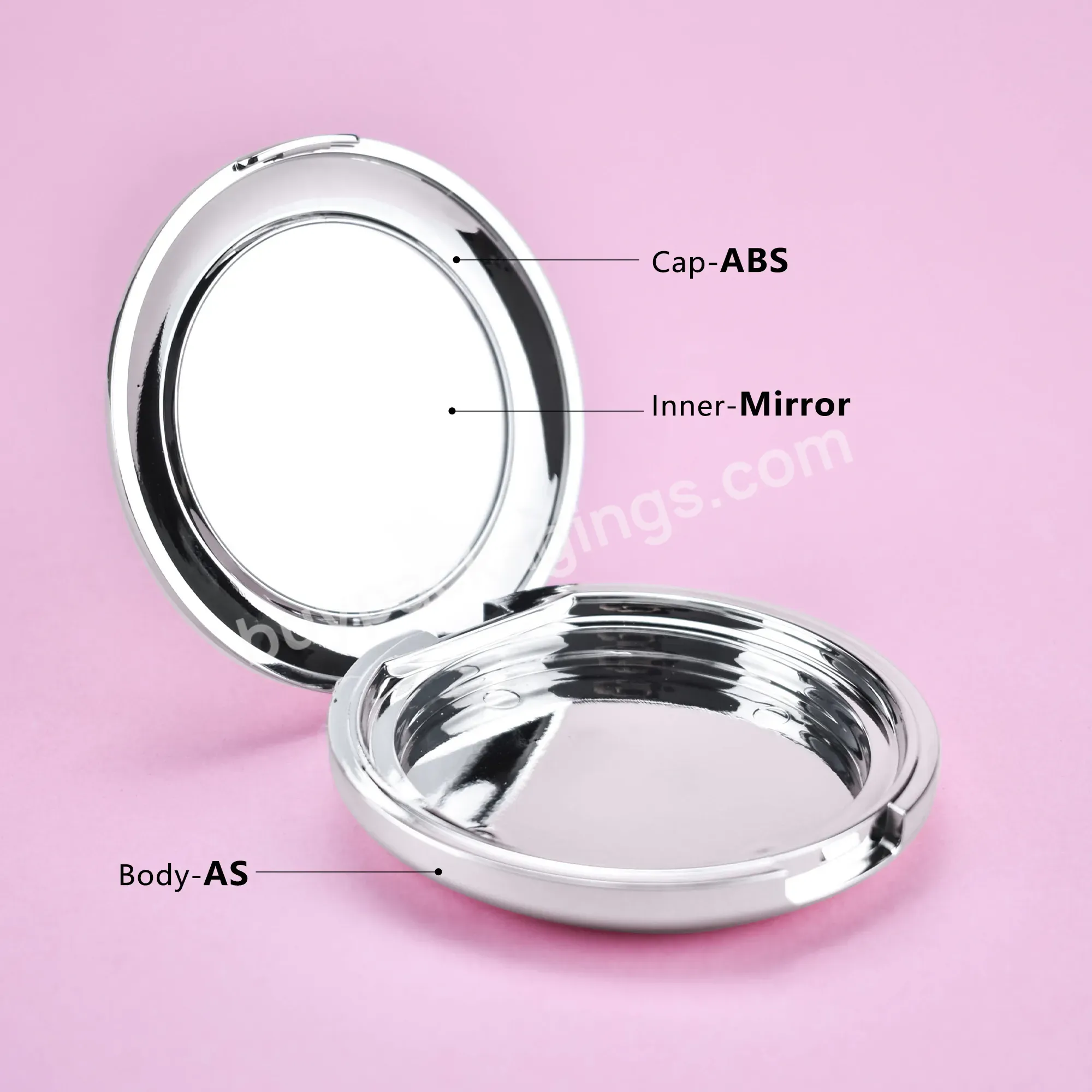 Luxury Powder Empty Makeup Foundation Silvery Compact Powder Cosmetic Case Abs Powder Case With Mirror