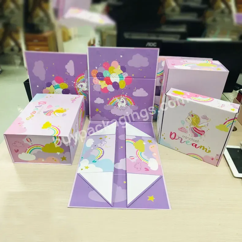 Luxury Purple Mailing Folding Magnetic Box Printed Custom Boxes With Logo Packaging For Clothes