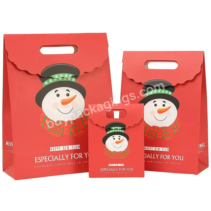 Luxury Red Stock Ready To Ship Cartoon Kids Christmas Paper Candy Gift Merry Christmas Gift Paper Bag