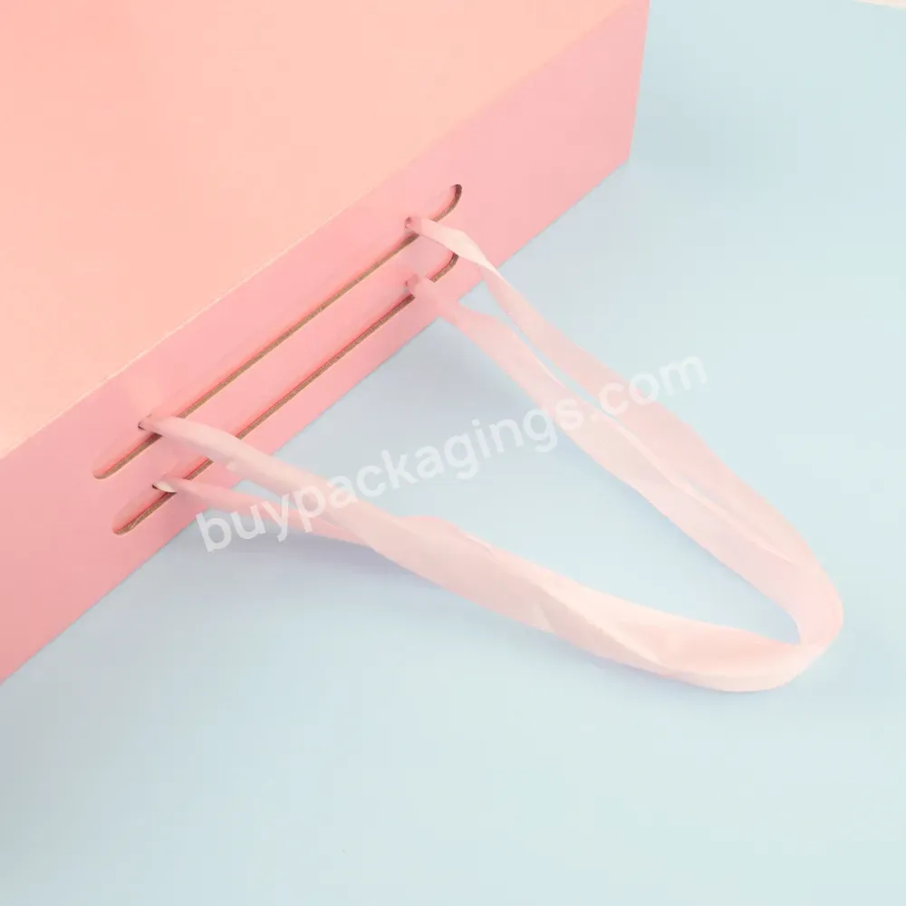 Luxury Ribbon Closures Book Shaped Flat Pack Folding Cardboard Paper Pink Box Foldable Packaging Gift Boxes With Magnetic Lid