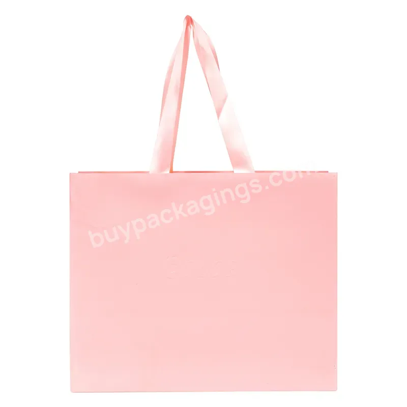 Luxury Ribbon Handle Boutique Shopping Packaging Customized Printed Euro Paper Gift Bags With Logo