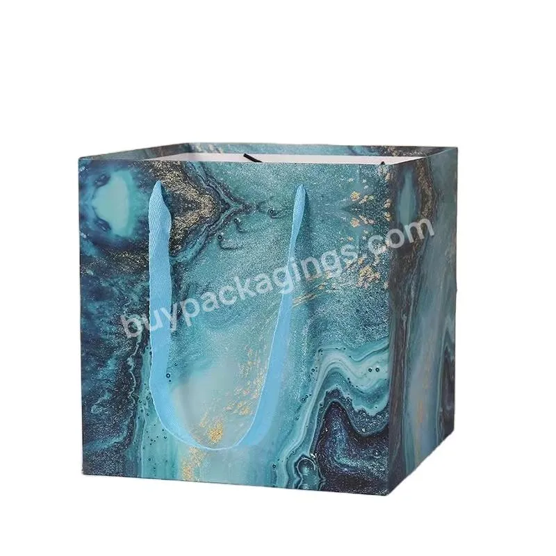 Luxury ribbon handle boutique shopping packaging gift carrier bag custom CMYK printing tote paper gift bags with logo