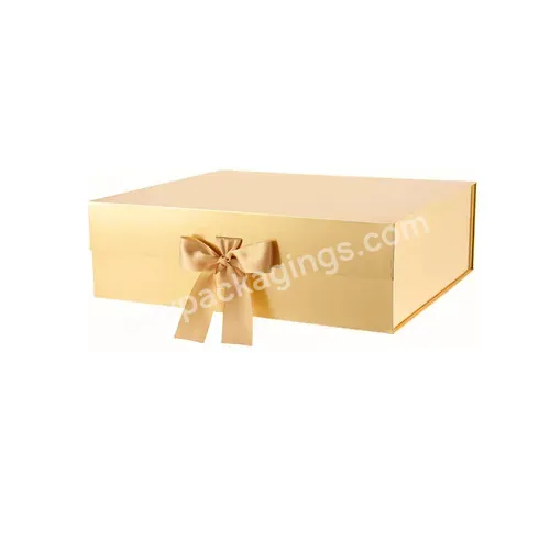 Luxury Rigid Cardboard Packaging Magnetic Folding Paper Wedding Dress Gift Box With Ribbon Closure