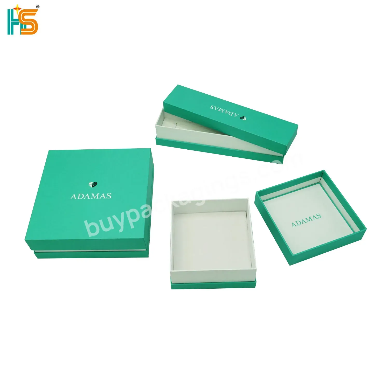 Luxury Ring Earrings Brand Packaging Customized Small Blue Lid And Base Necklace Set Jewelry Box