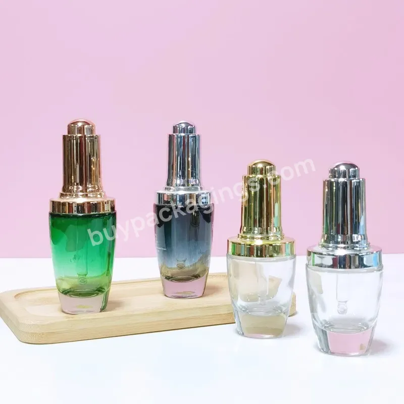 Luxury Serum Bottle Push Button Dropper Cosmetics 20ml 30ml 50ml Face Serum Glass Dropper Bottle