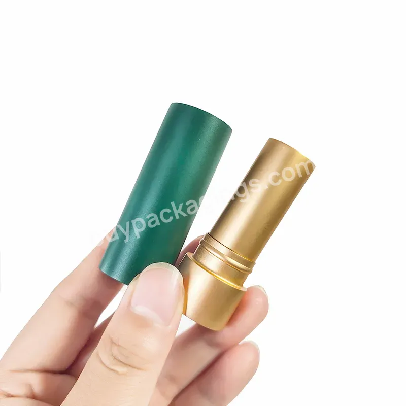 Luxury Shiny Gold Round Empty Lipstick Bottle Aluminum Stripe Pattern Empty Lipstick Tube Container