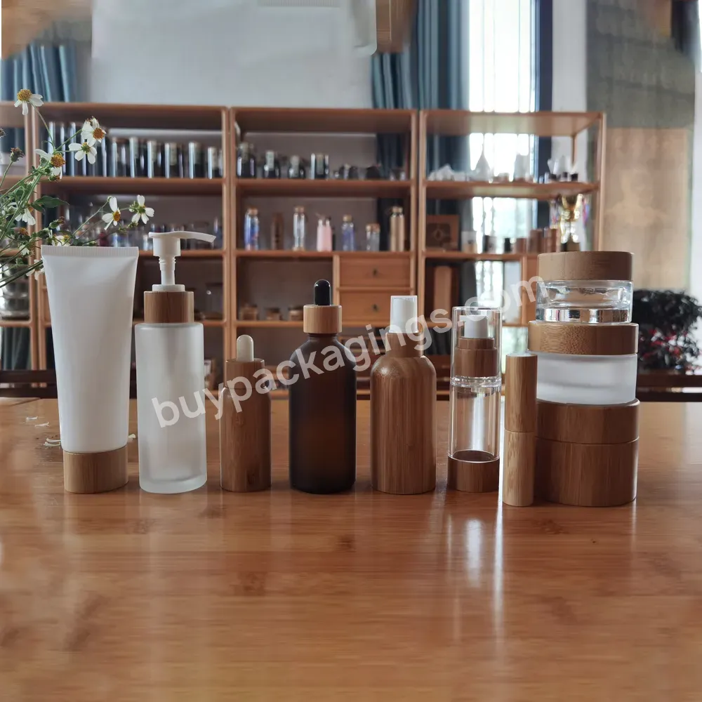 Luxury Skincare Bamboo Cosmetic Packaging Containers Sets