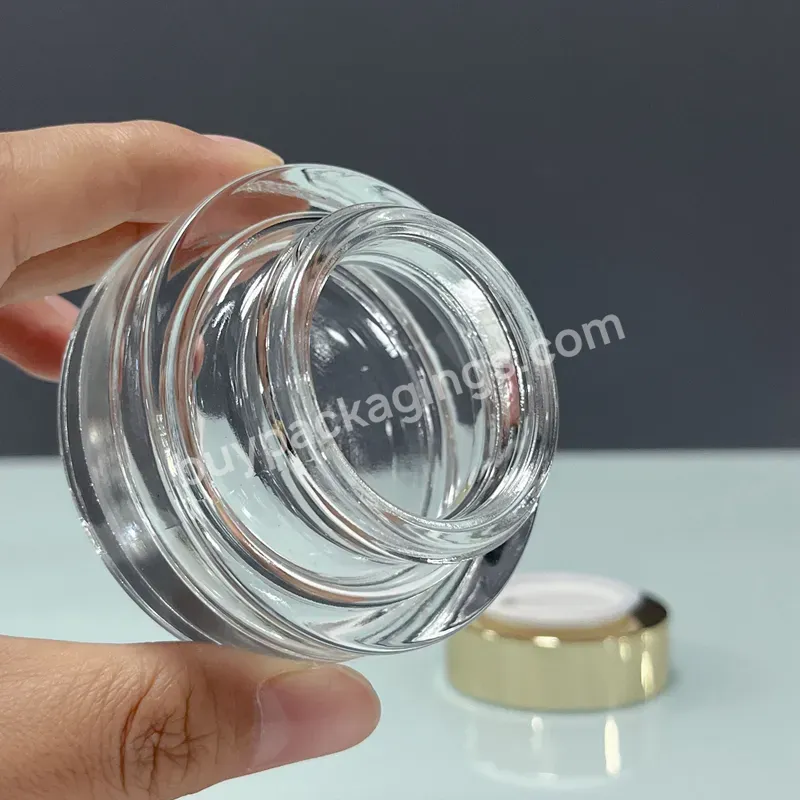 Luxury Skincare Body Packaging Empty Container 30g 50g Clear Cosmetic Glass Cream Jar With Golden Lid