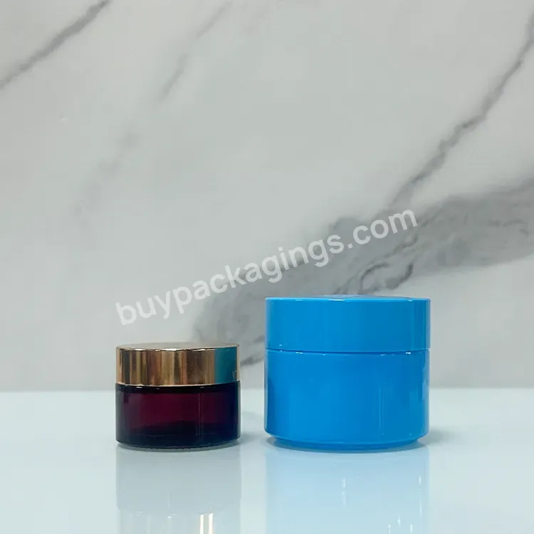 Luxury Skincare Body Packaging Empty Container 5ml 10ml 15ml 30ml 60ml Brown Cosmetic Glass Cream Jar With Golden Lid