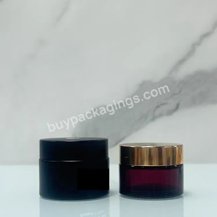 Luxury Skincare Body Packaging Empty Container 5ml 10ml 15ml 30ml 60ml Brown Cosmetic Glass Cream Jar With Golden Lid