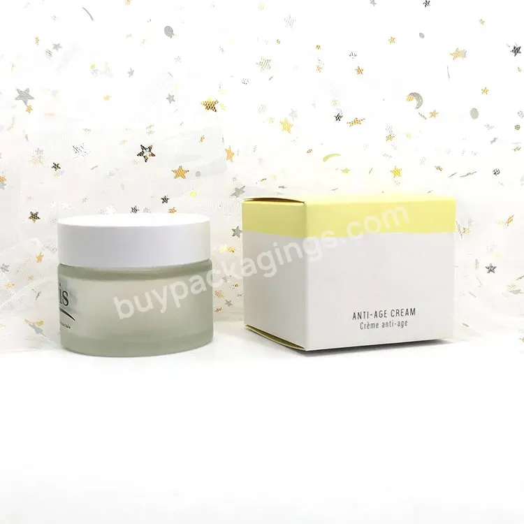 Luxury Skincare Body Packaging Empty Container 5ml 10ml 15ml 30ml 60ml White Frosted Cosmetic Glass Cream Jar With Paper Box