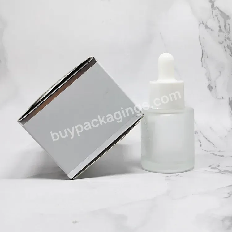 Luxury Skincare Bottles Essential Fragrance Oil Serum 15ml 20ml 30ml Cosmetic Dropper Frosted Glass Bottle With White Dropper