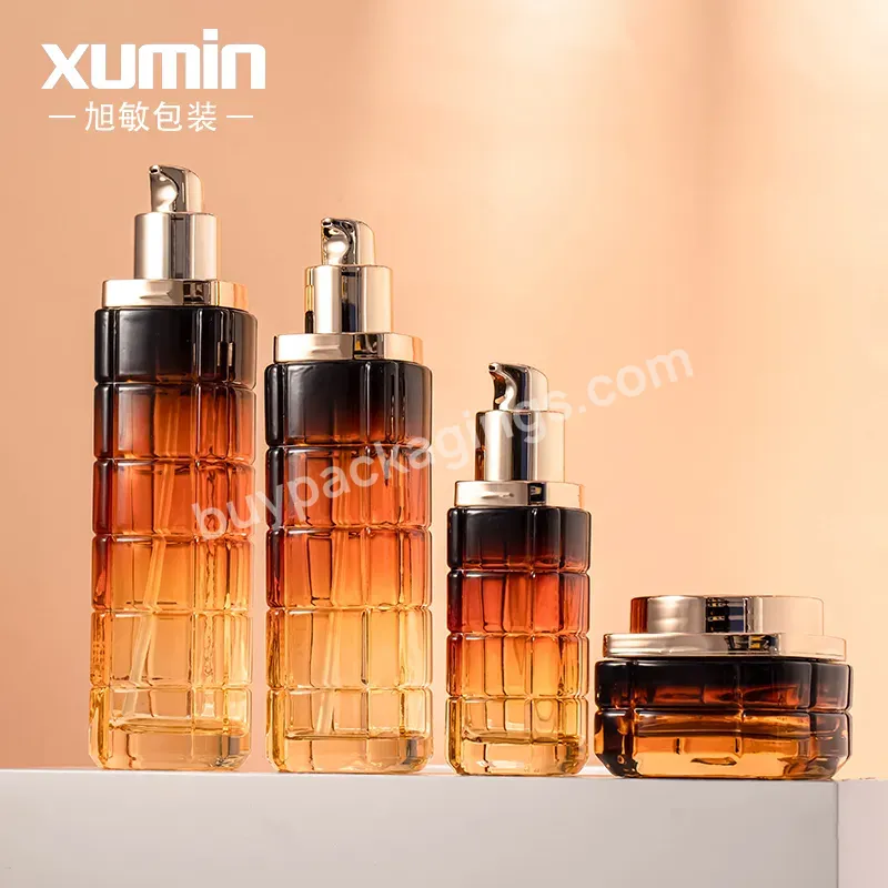 Luxury Skincare Cosmetic Empty 1oz Glass Dropper Oil Lotion Bottle Set Packaging Container For 50g 40ml 100ml 120ml Glass Bottle