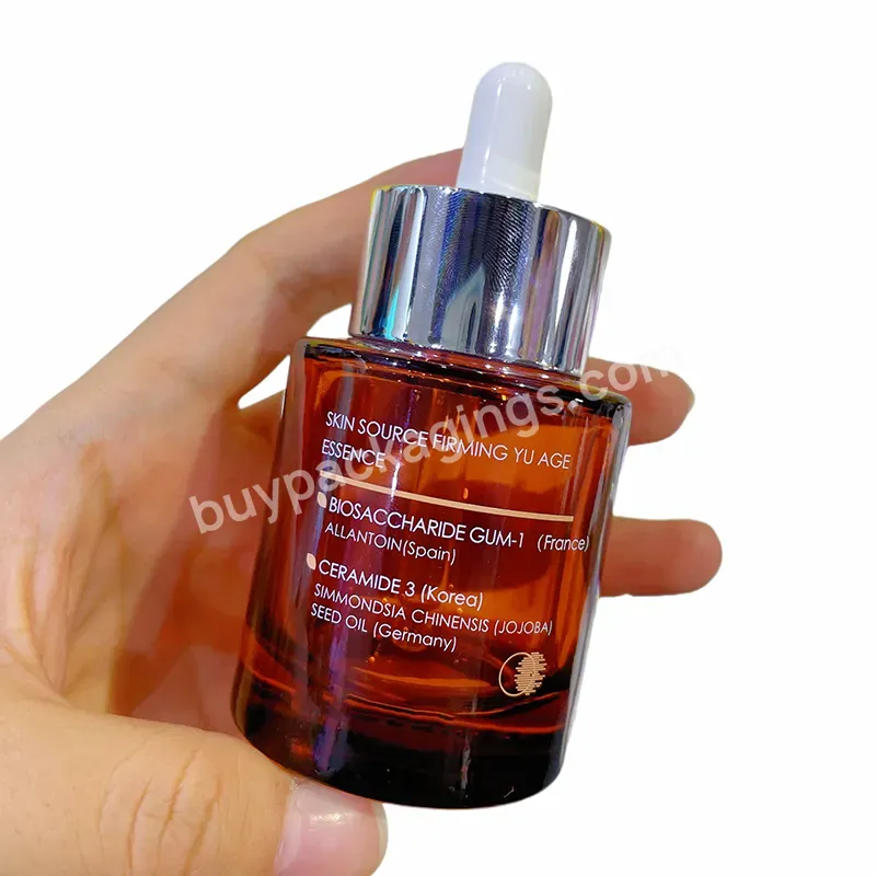 Luxury Skincare Packaging Customized Dropper Bottle Thick Amber 15 30 50 Ml Empty Essential Oil Bottle Cosmetic Hair Oil Bottle