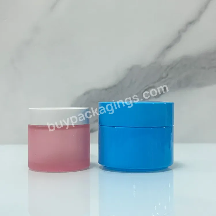 Luxury Skincare Packaging Empty Round 30ml 50ml 100ml Cream Cosmetic Pink Glass Jar Toner Lotion Pump Glass Jar Glass Bottle