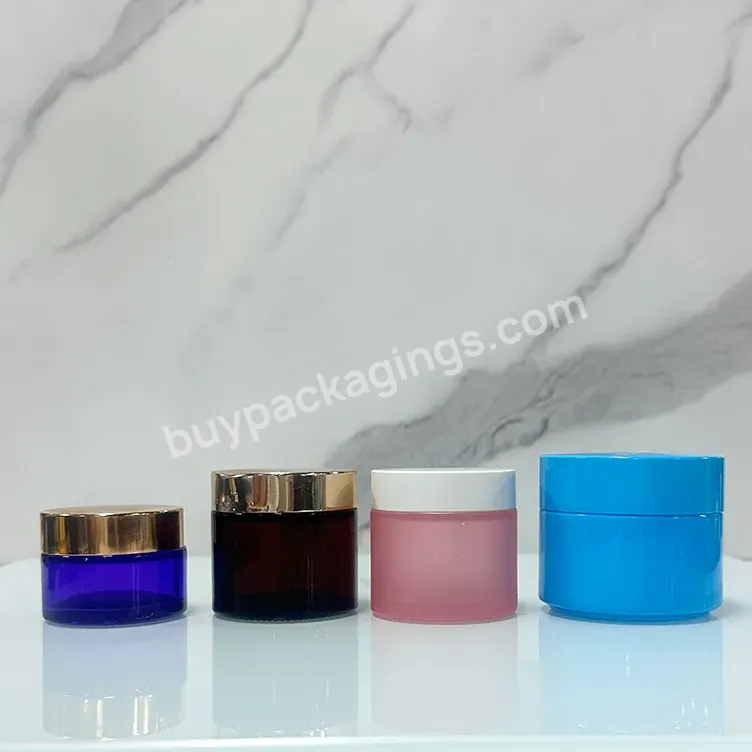 Luxury Skincare Packaging Empty Round 30ml 50ml 100ml Cream Cosmetic Pink Glass Jar Toner Lotion Pump Glass Jar Glass Bottle