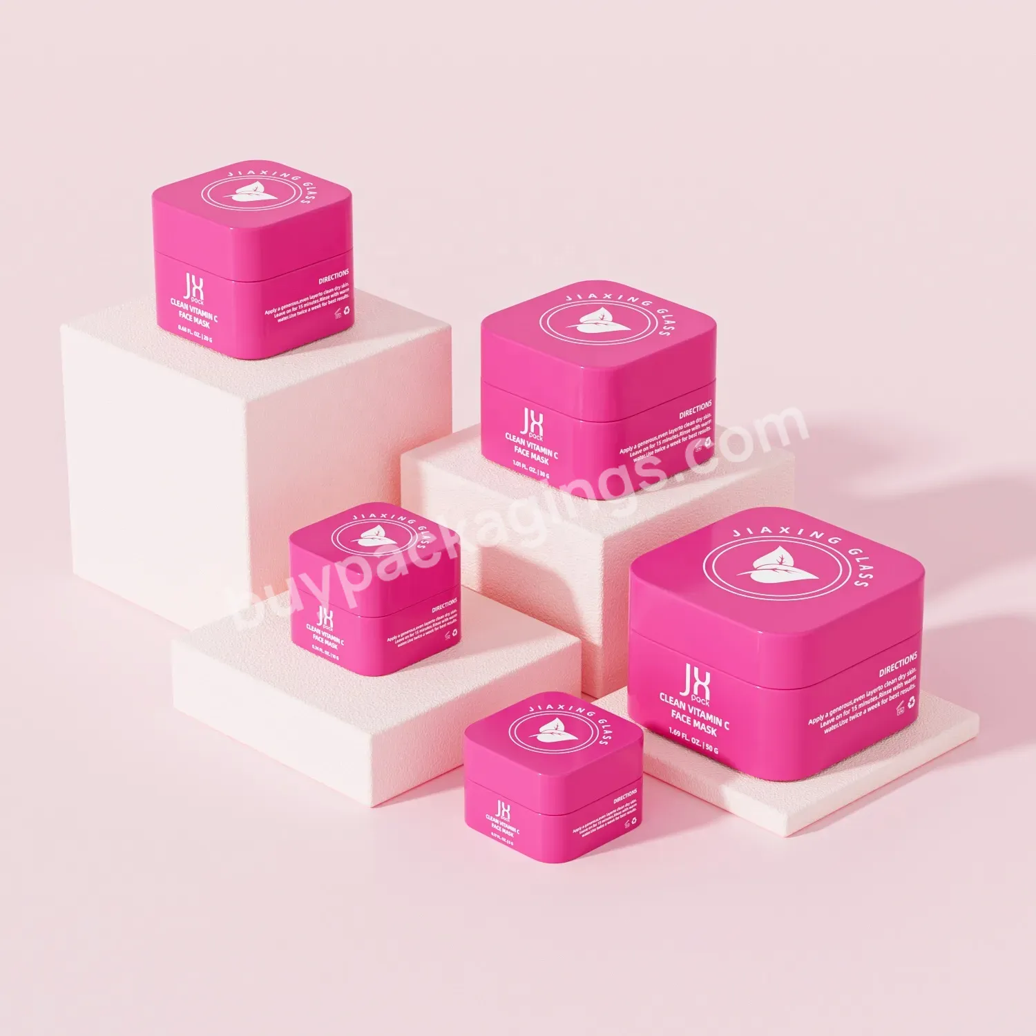 Luxury Skincare Packaging Small Frosted Empty Pink Customized Square Pp Beauty Plastic Cosmetic Cream Jars