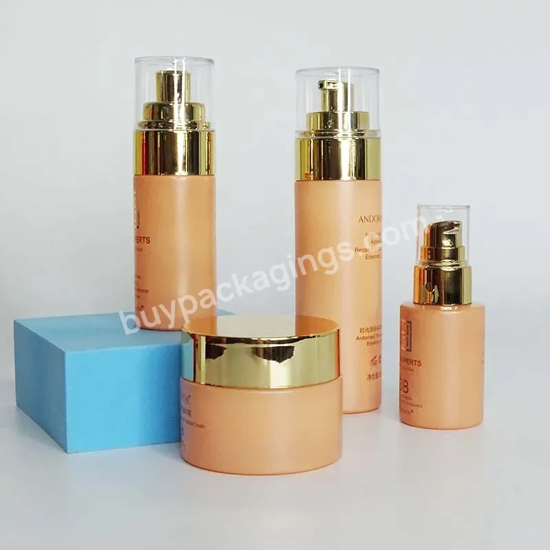 Luxury Skincare Packaging Yellow Nude Gold Set Skin Care Packaging Cosmetic Container Bottle And Jar